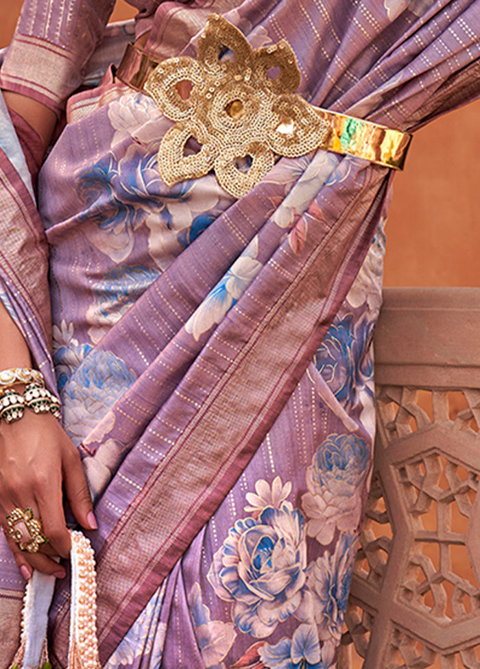 Lavender Dupion Silk Saree With Blouse Piece - Indian Silk House Agencies