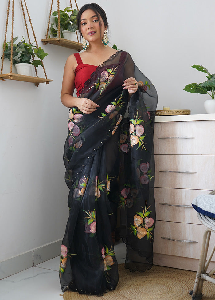 Black Organza Saree With Blouse Piece - Indian Silk House Agencies