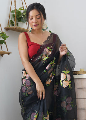 Black Organza Saree With Blouse Piece - Indian Silk House Agencies