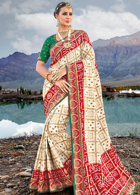 Cream Silk Saree With Blouse Piece - Indian Silk House Agencies