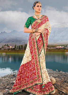 Cream Silk Saree With Blouse Piece - Indian Silk House Agencies