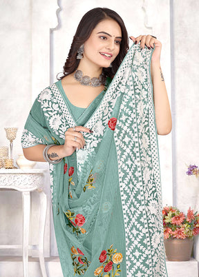 Green Organza Saree With Blouse Piece - Indian Silk House Agencies