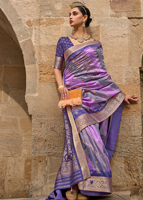 Purple Dupion Silk Saree With Blouse Piece - Indian Silk House Agencies