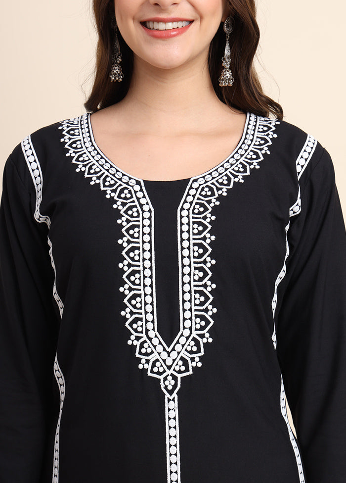 Black Readymade Rayon Kurti - Indian Silk House Agencies