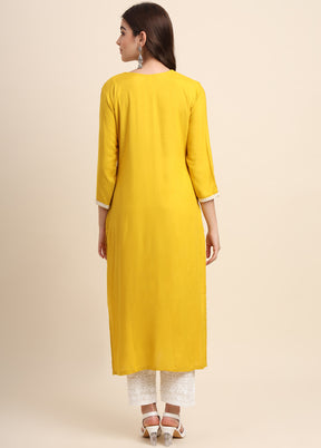 Yellow Readymade Rayon Kurti