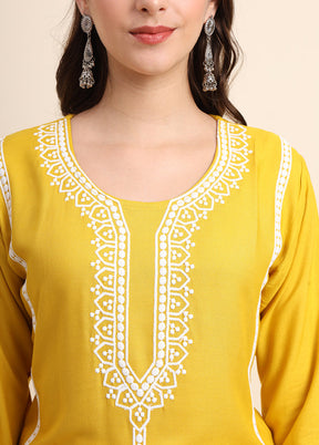 Yellow Readymade Rayon Kurti - Indian Silk House Agencies