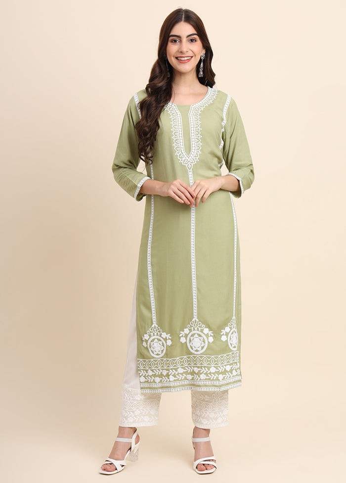 Pista Green Readymade Rayon Kurti