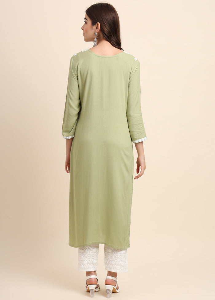 Pista Green Readymade Rayon Kurti