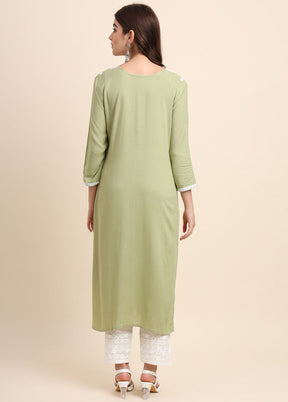 Pista Green Readymade Rayon Kurti - Indian Silk House Agencies