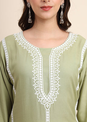 Pista Green Readymade Rayon Kurti - Indian Silk House Agencies