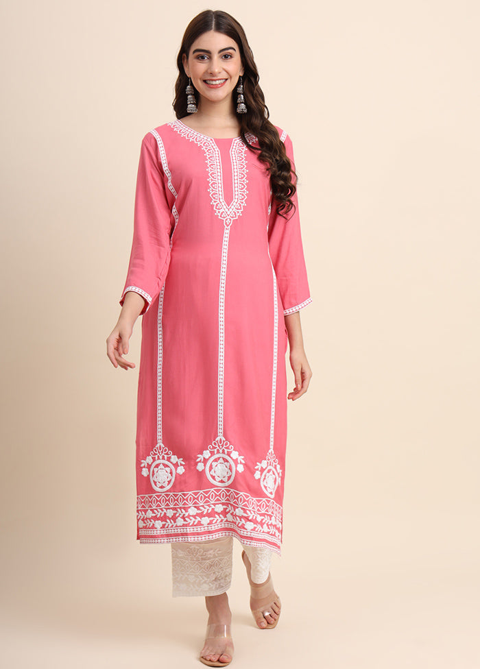 Pink Readymade Rayon Kurti - Indian Silk House Agencies