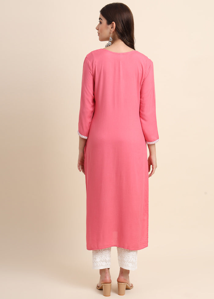 Pink Readymade Rayon Kurti - Indian Silk House Agencies