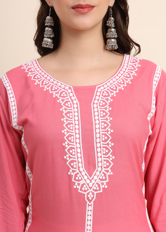 Pink Readymade Rayon Kurti