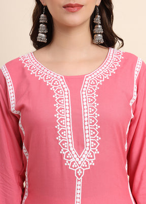 Pink Readymade Rayon Kurti