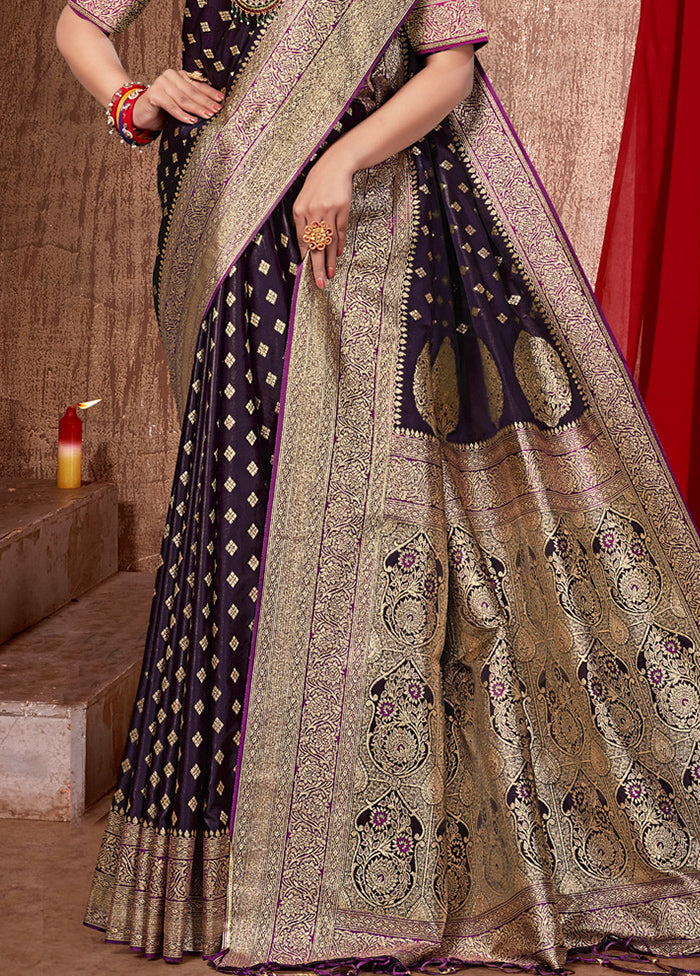 Wine Dupion Silk Saree With Blouse Piece - Indian Silk House Agencies