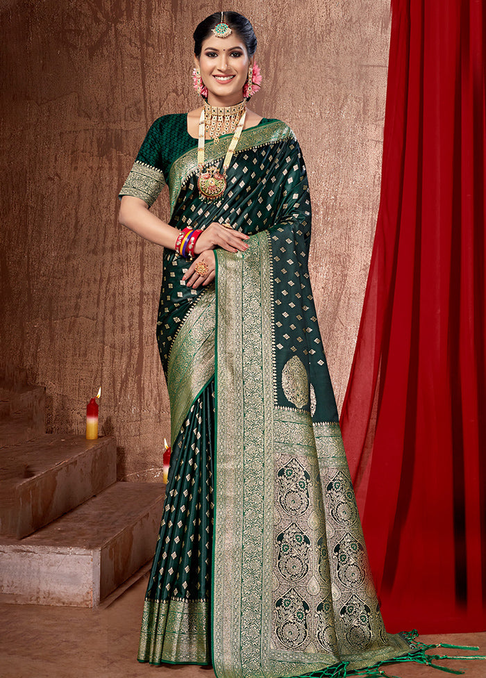 Green Dupion Silk Saree With Blouse Piece - Indian Silk House Agencies