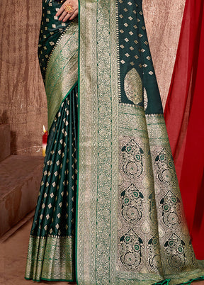 Green Dupion Silk Saree With Blouse Piece - Indian Silk House Agencies