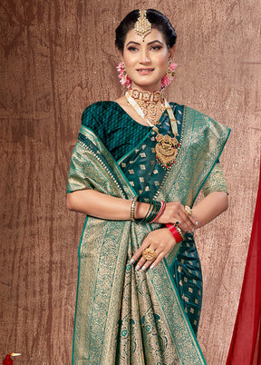 Rama Dupion Silk Saree With Blouse Piece - Indian Silk House Agencies