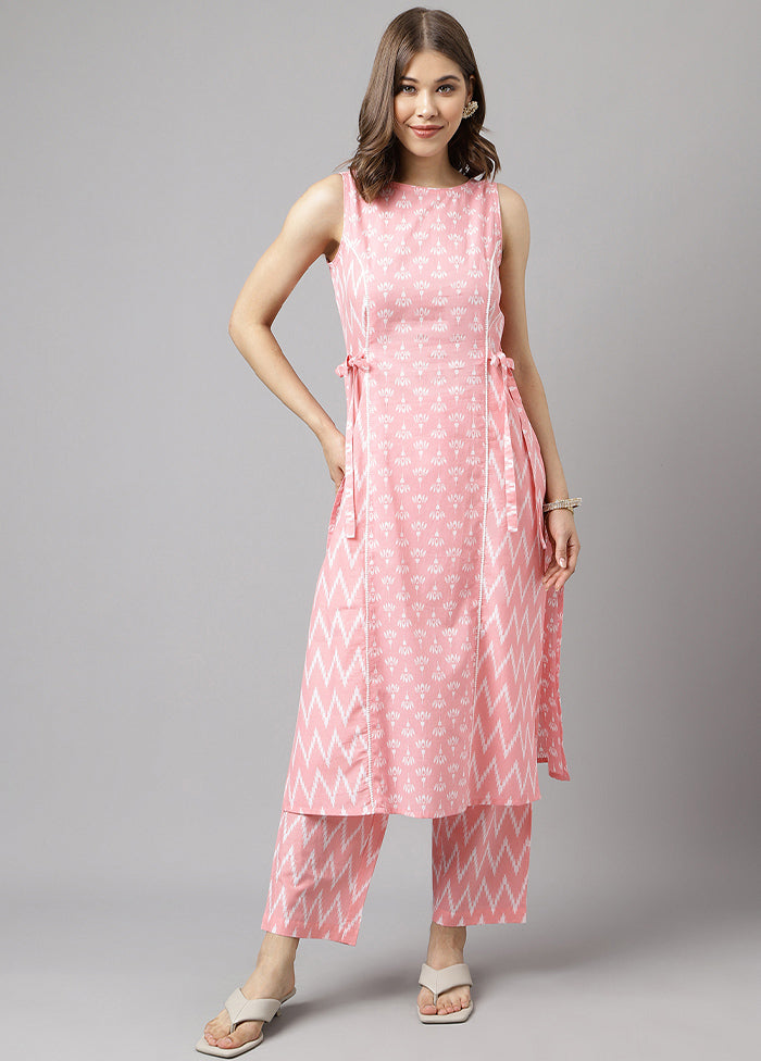 2 Pc Pink Readymade Cotton Kurti Set - Indian Silk House Agencies