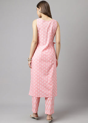 2 Pc Pink Readymade Cotton Kurti Set - Indian Silk House Agencies