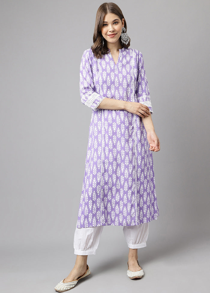 2 Pc Voilet Readymade Cotton Kurti Set - Indian Silk House Agencies