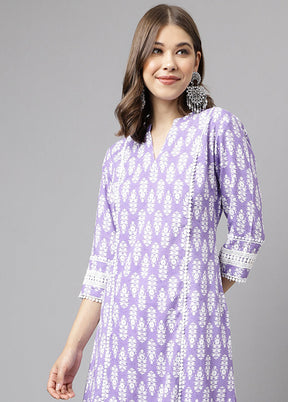 2 Pc Voilet Readymade Cotton Kurti Set - Indian Silk House Agencies