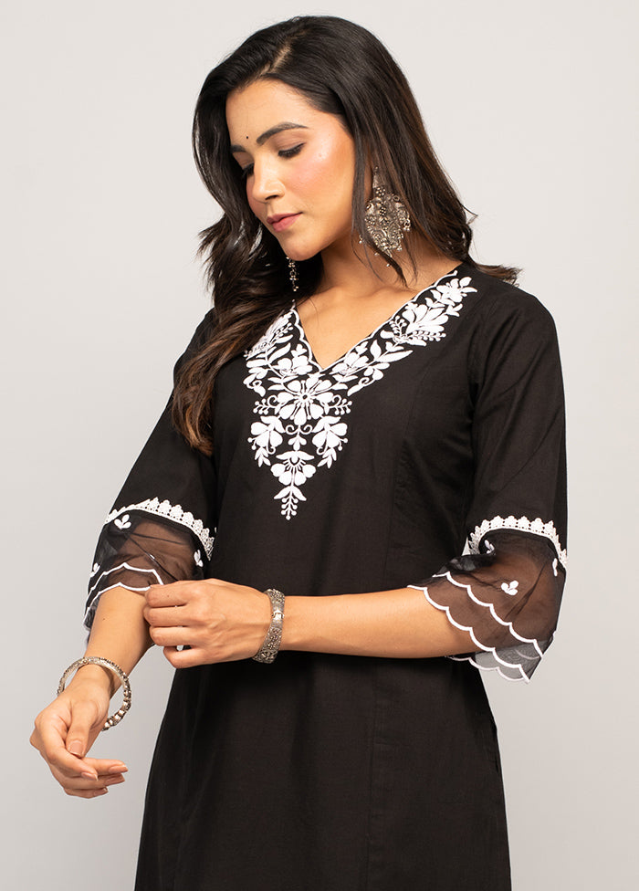 2 Pc Black Readymade Cotton Kurti Set - Indian Silk House Agencies