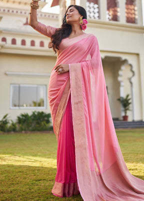 Pink Georgette Saree With Blouse Piece - Indian Silk House Agencies