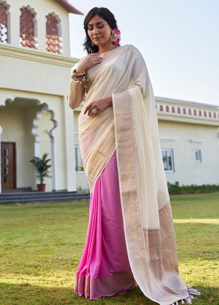 Off White Georgette Saree With Blouse Piece - Indian Silk House Agencies