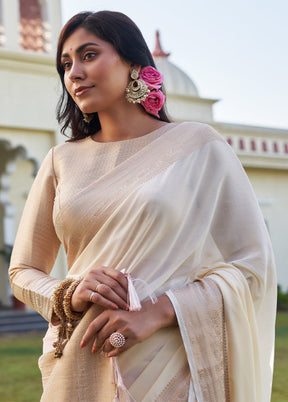 Off White Georgette Saree With Blouse Piece - Indian Silk House Agencies