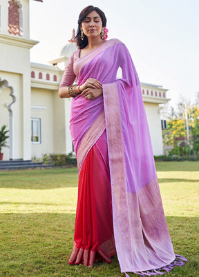 Lavender Georgette Saree With Blouse Piece - Indian Silk House Agencies