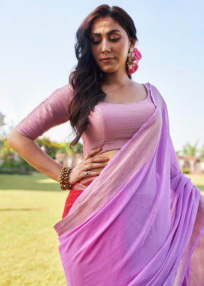 Lavender Georgette Saree With Blouse Piece - Indian Silk House Agencies