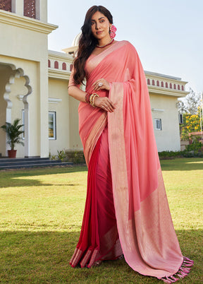 Peach Georgette Saree With Blouse Piece - Indian Silk House Agencies