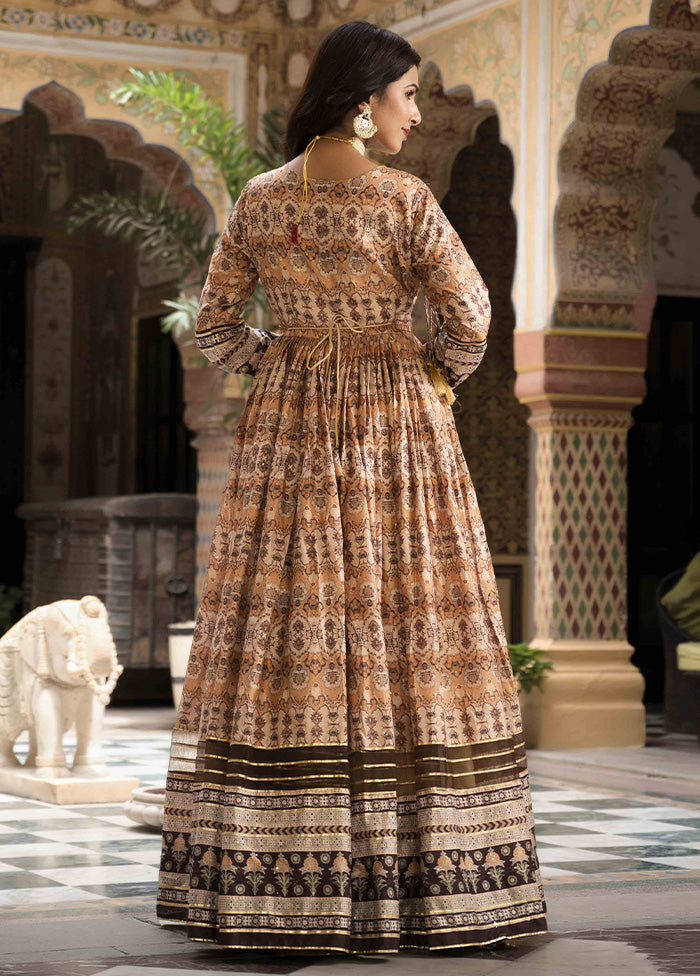 Brown Readymade Silk Indian Dress