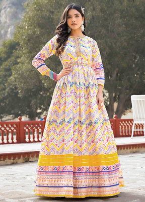 Yellow Readymade Silk Indian Dress