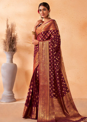 Maroon Georgette Saree With Blouse Piece - Indian Silk House Agencies