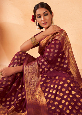 Maroon Georgette Saree With Blouse Piece - Indian Silk House Agencies