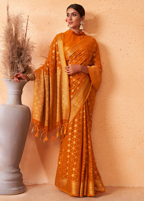 Mustard Georgette Saree With Blouse Piece - Indian Silk House Agencies