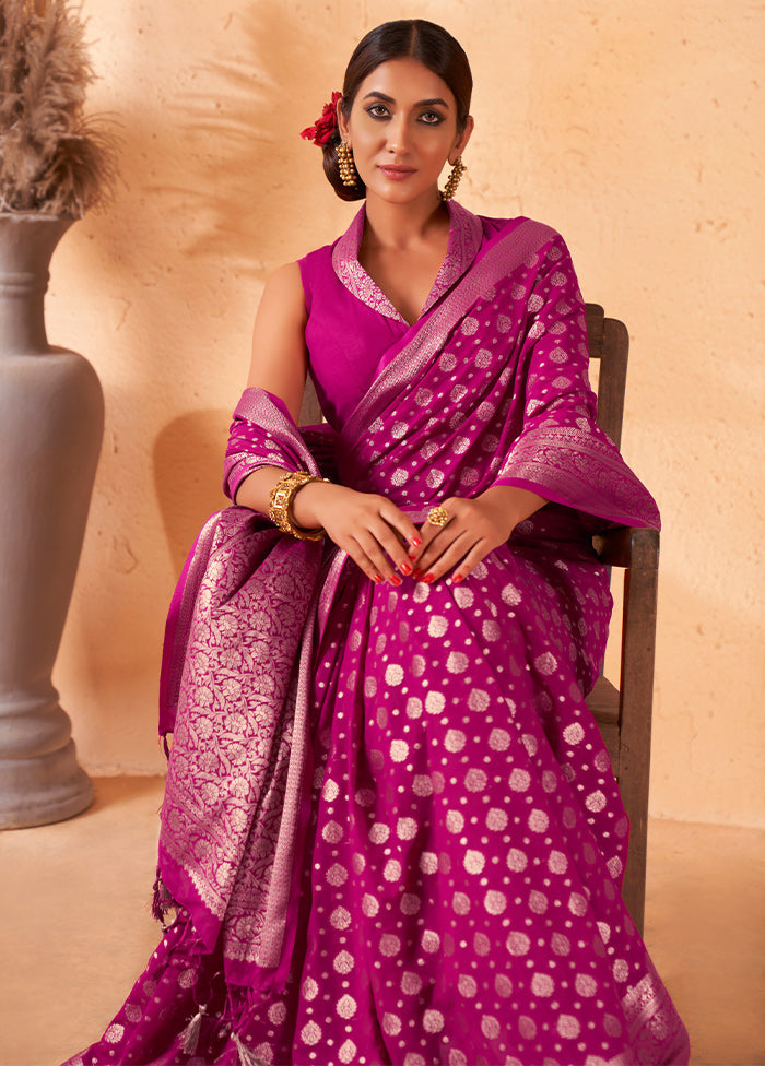 Pink Georgette Saree With Blouse Piece - Indian Silk House Agencies