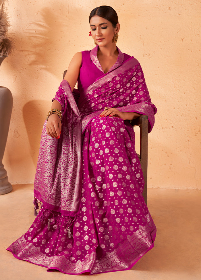 Pink Georgette Saree With Blouse Piece - Indian Silk House Agencies