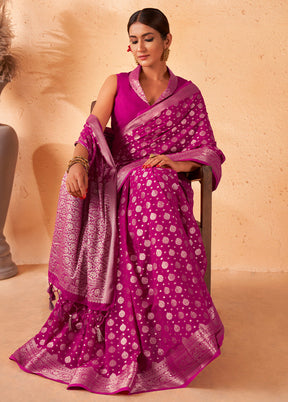 Pink Georgette Saree With Blouse Piece - Indian Silk House Agencies