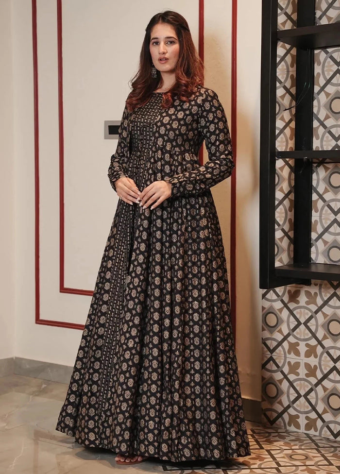 Black Readymade Silk Indian Dress - Indian Silk House Agencies