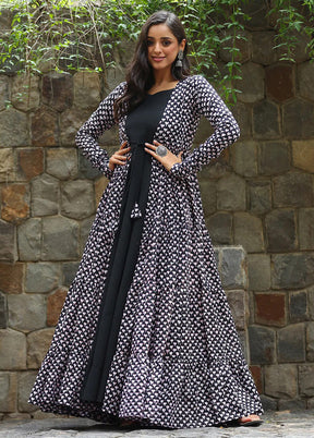 Black Readymade Georgette Indian Dress - Indian Silk House Agencies
