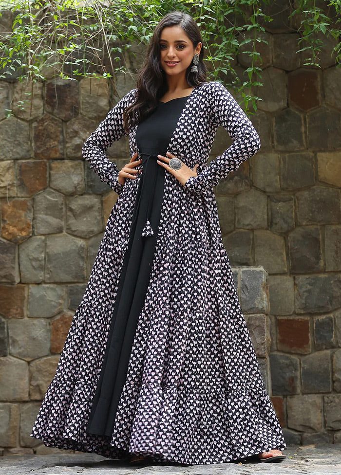 Black Readymade Georgette Indian Dress - Indian Silk House Agencies