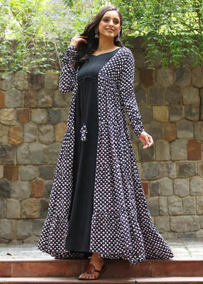 Black Readymade Georgette Indian Dress - Indian Silk House Agencies