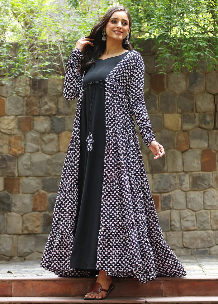 Black Readymade Georgette Indian Dress - Indian Silk House Agencies