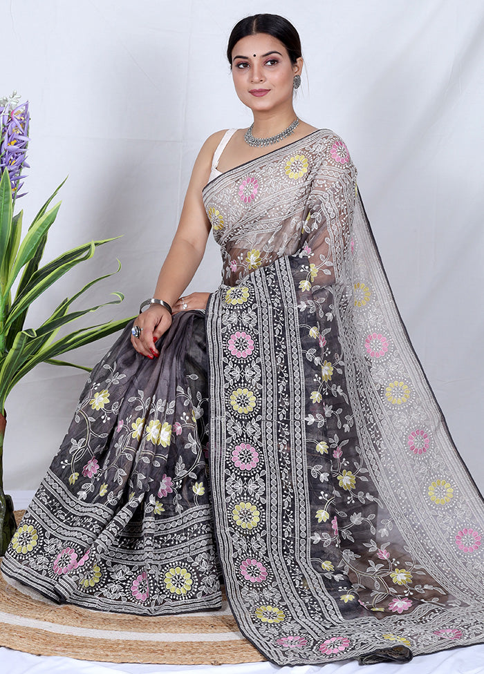 Black Organza Saree With Blouse Piece - Indian Silk House Agencies