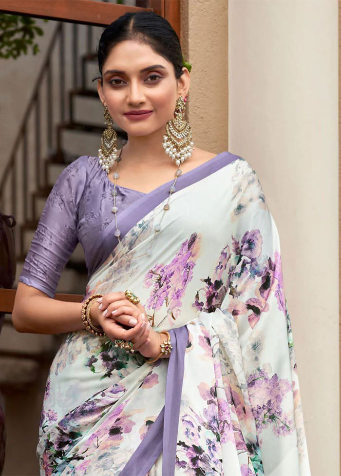 Off White Silk Saree With Blouse Piece - Indian Silk House Agencies