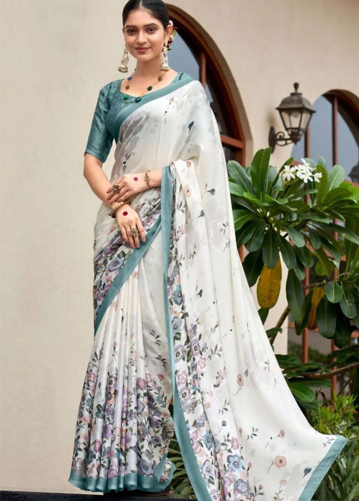 Off White Silk Saree With Blouse Piece - Indian Silk House Agencies