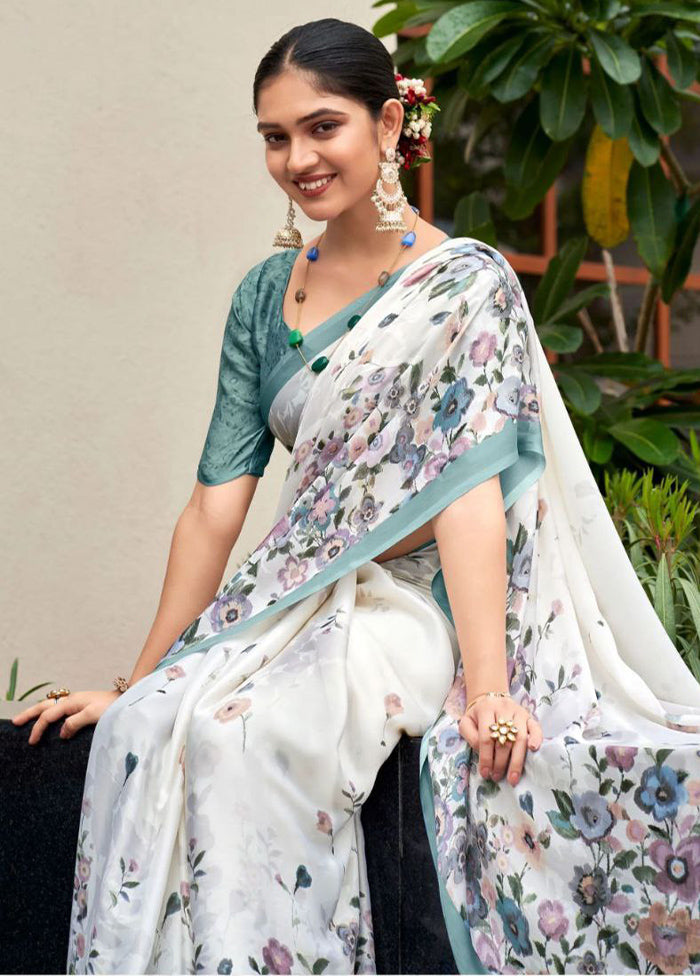 Off White Silk Saree With Blouse Piece - Indian Silk House Agencies